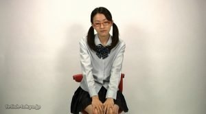 Schoolgirl in glasses shitting and enema on own face – HD 720p